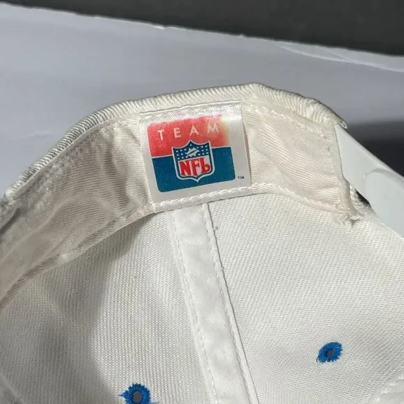 vtg SPORTS SPECIALTIES Detroit Lions NFL Spellout Logo Hat Snapback Cap White